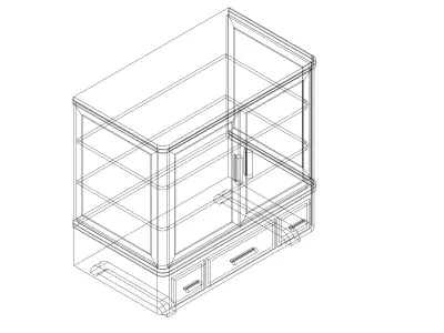 Antique Timber Display Shelf Drawer Carpentered Craft Malaysia 3D model