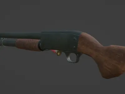 Ithaca M37 Pump-Action Shotgun  Low-poly 3D model