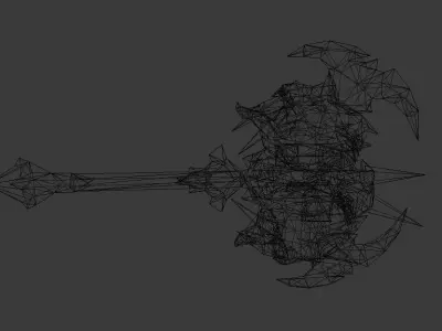 Futuristic Axe Low-poly 3D model 3