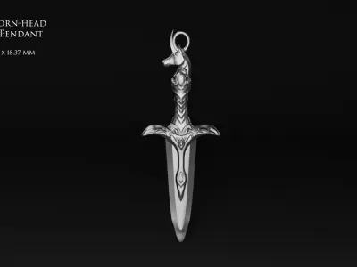 Unicorn-head Blade Pendant 3D print model