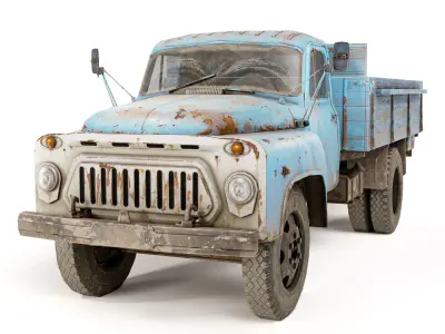 Post apocalypse trailer truck gaz 52 iv7 Low-poly 3D model