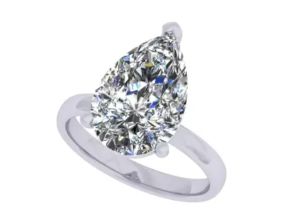 Pear Stone Solitary Ring 3D print model