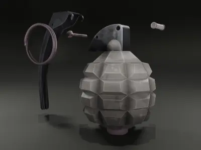 White grenade Low-poly 3D model