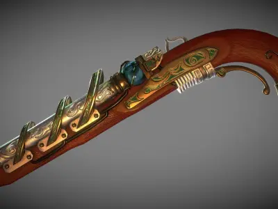 Steampunk CoilLock Pistol Low-poly 3D model