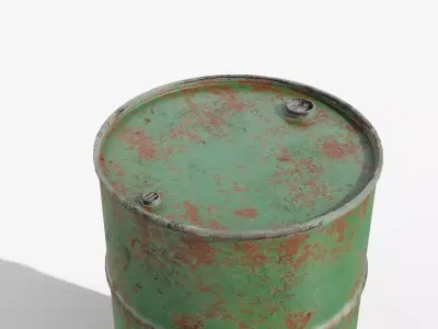 Steel Barrel - Green - Rusted 3D model