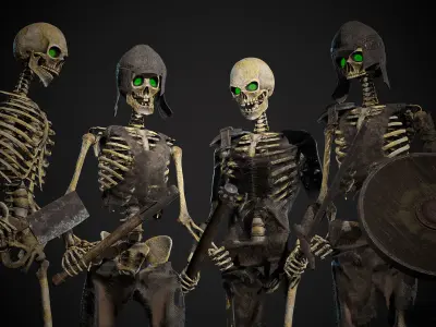 Skeleton Warrior Low-poly 3D model