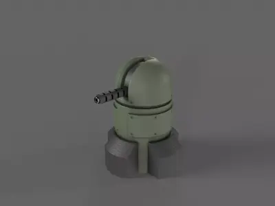 PBR Turret Gun 06 Green Low-poly 3D model