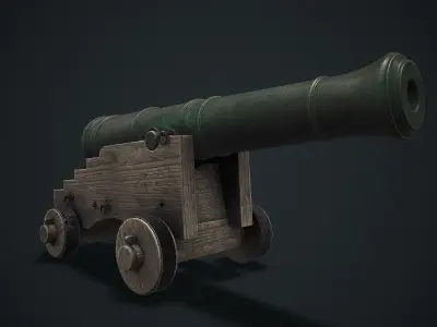 Naval Cannon Low-poly 3D model