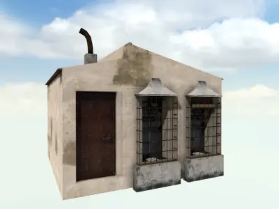 Old High-Quality 3D Colonial House Low-poly 3D model 4