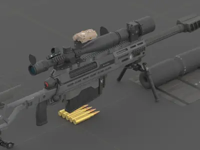 Victrix Corvo CS  - The most compact 50Bmg Rifle Low-poly 3D model