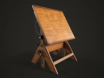 Artist drafting table Low-poly 3D model
