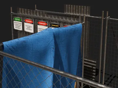 Simple modular pop up wire fence for construction building sites 3D model
