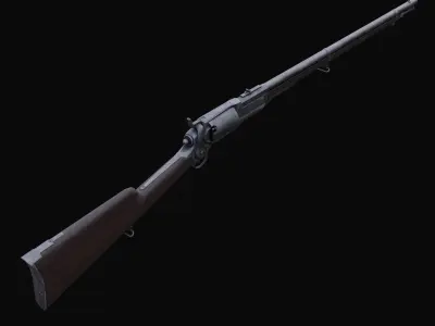 1855 Colt revolving rifle Low-poly 3D model