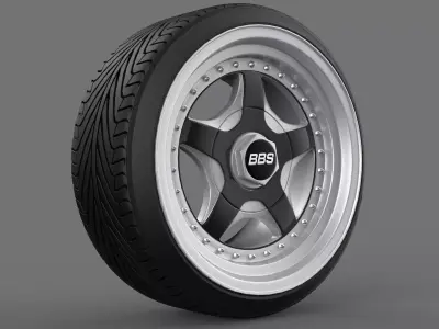BBS RF wheel with tire Low-poly 3D model