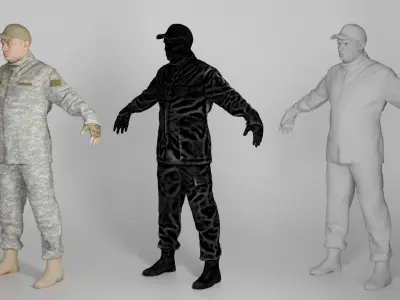 Soldier in American military uniform in A-pose 295 Low-poly 3D model