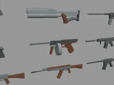 Low Poly Weapon Pack 01 Low-poly 3D model