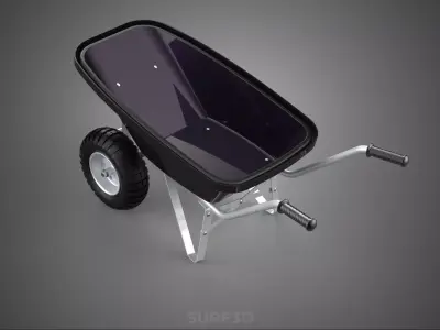 BLACK TUB WHEELBARROW TUBULAR FRAME HANDLES METAL CART TROLLEY 2 3D model