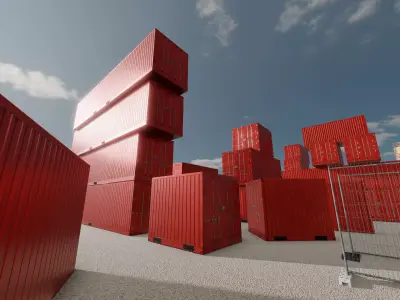 Cargo Container traffic red all versions 3D Model Pack