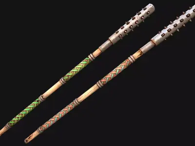 Medieval Weapon Polearm Crushing Mace Spear Low-poly 3D model