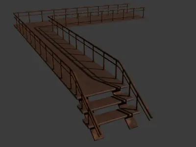 Industrial Bridge with Stairs-Rust Textured Free 3D model
