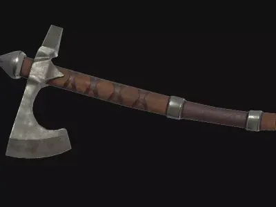 Wooden Axe Low-poly 3D model 3