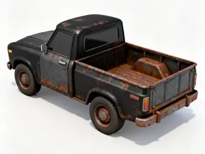 Rusted Black Pickup Truck 3D Model Low-poly 3D model