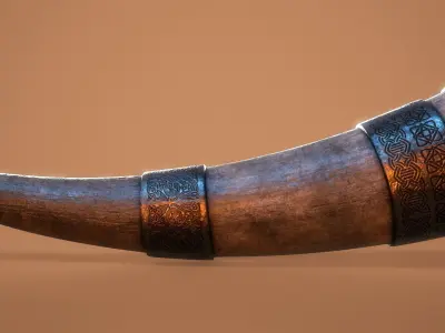 Viking Drinking Horn Low-poly 3D model