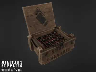 Military Supplies Pack - Smoke Grenade Boxes Low-poly 3D model