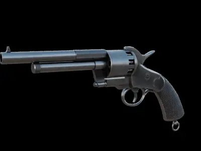 Revolver Low-poly 3D model 6