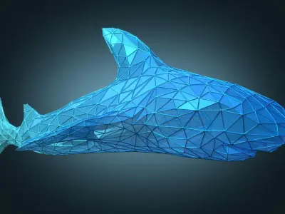 Stylized Shark Figure Low-poly 3D model purchase