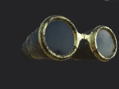 Ancient binocular Low-poly 3D model