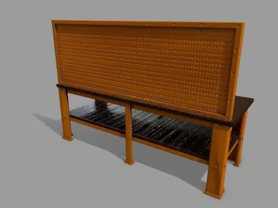 workbench orange bench Low-poly 3D model