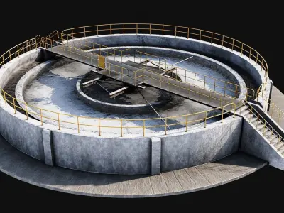 Waste Water Oil  Treatment  Plant Low-poly 3D model