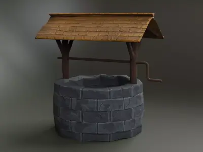 Medival stylized well Free low-poly 3D model