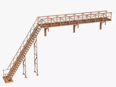 Industrial Metal Rusty Stairs 3D model