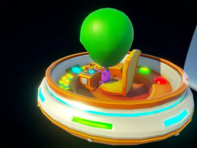 Cartoon Style UFO Alien Included 3D game assets Low-poly 3D model