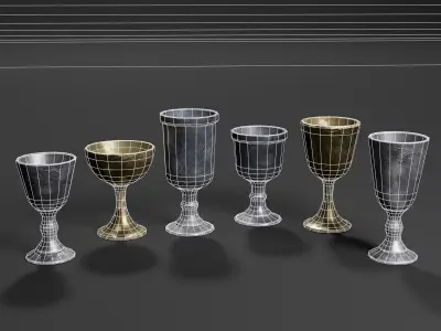 Medieval Pewter Goblets  Low-poly 3D model
