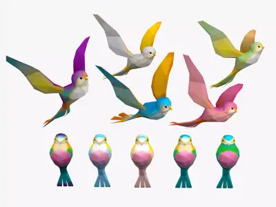 Cartoon Birds -LOW POLY Low-poly 3D model