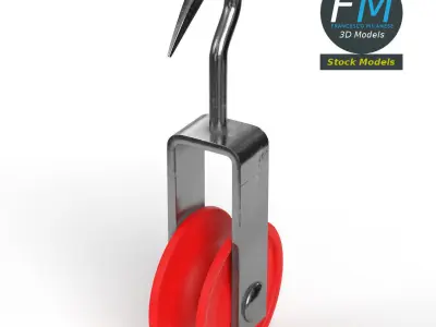Pulley with a hook 3D model