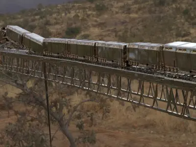 Train with railway 3D model