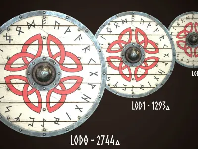 Viking Shield 09 Low-poly 3D model