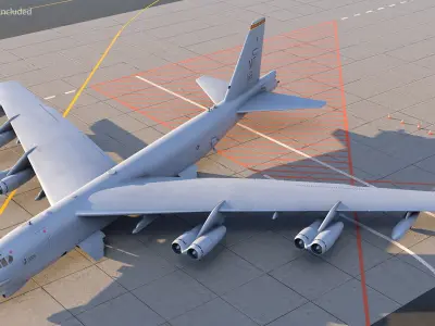 Boeing B52 Stratofortress Strategic Bomber Rigged 3D model