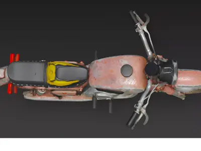 Vintage  rugged scratched broken Motorcycle 3D Model 3D model