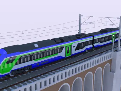 Viaduct with Hitachi HTR 412 3D model