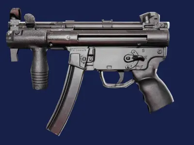 shot automatic machine gun game ready Low-poly 3D model