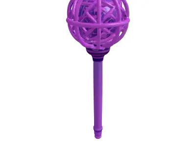 Neon Staff with Purple Energy Orb 3D model