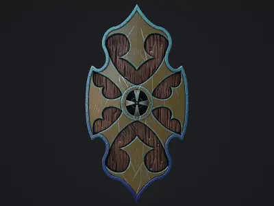 Fantasy Shield 4 stylized game ready 3d model Low-poly 3D model