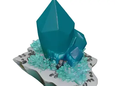 Aqua Crystal Rock Formation 3D model