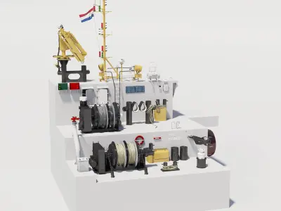 Tugboat and civil ships equipment asset  Low-poly 3D model