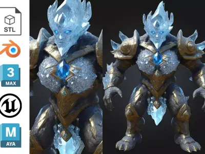 Ancient Ice Crystal Golem Low-poly 3D model